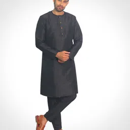 House of Aqss Men Regular Dupion Silk Kurta with Trousers image 2