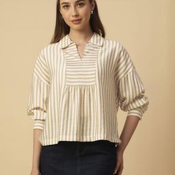 Chemistry Women Crushed Striped Extended Sleeves Top-image-38