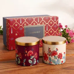 JAYPORE Cream-Coloured & Maroon 2 pieces Jar Candle-picture-44