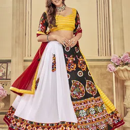 KALINI Embroidered Thread Work Semi-Stitched Lehenga & Choli With Dupatta-picture-14