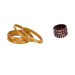 Somil Elegant Combo Glass Bangle Set | Handmade Traditional Chudi For Women | Perfect For Daily & Occasion Use, Combo of 2 Set, Yellow, Maroon-image-91