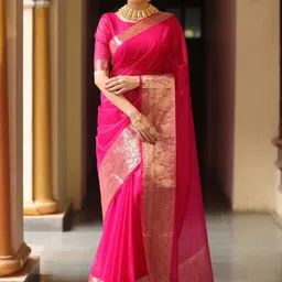 LeeliPeeri Designer Zari Organza Saree-image-37