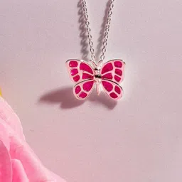 ShimmerTots 925 Silver Rhodium-Plated Butterfly Stones Studded Pendant with Chain-12