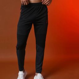 Men Solid Black Track Pants-image-3