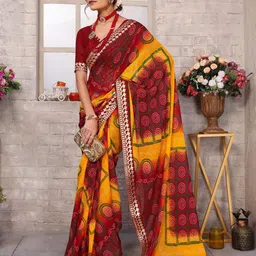 Lookmark Bandhani Printed Gotta Patti Pure Georgette Bandhani Saree-image-7