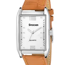 SPENCHER Men Brass Dial & Leather Straps Analogue Watch Spencher Imperial White Dial Tan-86