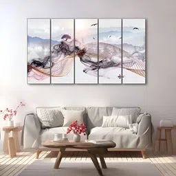 The Castle Decor White & Blue 5 Piece Wood Other Wall Paintings-image-62