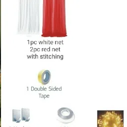 musbu 7pcs Elegant Red & White Sheer Backdrop Net Cloth LED Lights for a Festive image 2
