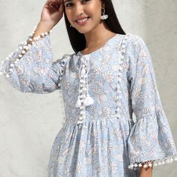 Vishudh Bell Sleeve Fit & Flare Tiered Dress-image-69