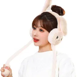 Cute Rabbit Bunny Design Soft Foldable Ear Moving Earmuff for Girls & Kids Ear Muff-image-88