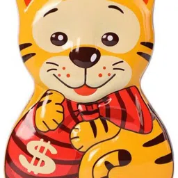 Cute & Attractive Cartoon Tiger Shaped Metal Piggy Bank with Lock & Key for Kids Coin Bank-image-2