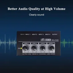 kh HAYDEN MX400 Ultra Low-Noise 4-Channel line mixer Audio Micro Mixer Powered Sound Mixer image 5