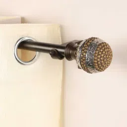 Bronze Powder Coated Iron Curtain Rod (84 to 144 Inches) With Bracket by The Decor Mart-picture-28