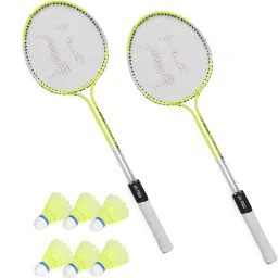 Badminton Set Of 2 Piece Racquet with 6 Piece Plastic Shuttle Cock (Badminton Kit) Badminton Kit-image-14