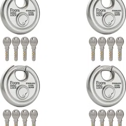 Disc Lock 90mm (Pack Of 4) with 4 Ultra Keys – Stainless Steel Security Padlock Padlock-image-42