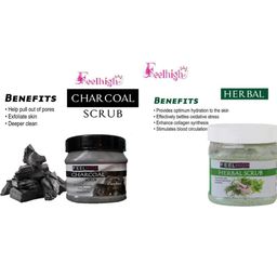 FEELHIGH Set of Charcoal & Herbal Face Scrub - 500 ml Each image 2