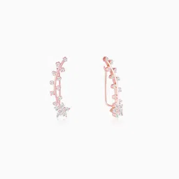 925 Silver Rose Gold Floral Branch Ear Cuffs for Women Zircon Silver Stud Earring-17