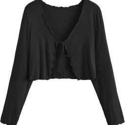 Women Full Sleeve Black Shrug-image-2