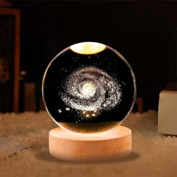 3D Moon Crystal Ball Night Light,2.4 inch Glass Ball with Led Wood Base Lamp Night Lamp-13