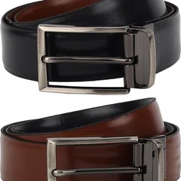 louis philippe Men Black, Brown Genuine Leather Reversible Belt-picture-5