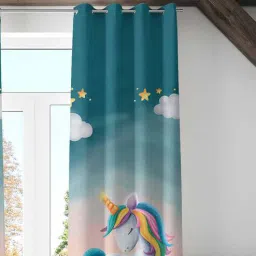 the purple tree Green Satin 7 Ft Blackout Eyelet Unicorn Kids Curtains (Set of 2)-picture-7