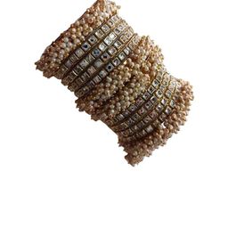 Fashionzara Set Of 12 Stones-Studded & Beaded Bangles-image-59