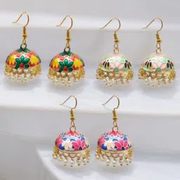OOMPH Dome Shaped Jhumkas Earrings-image-16