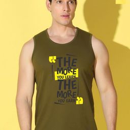 WOOSTRO Pack Of 2 Printed Super Combed Cotton Gym Vests VWS26(MORE OLIVE)(ALONE YELLOW)-image-90