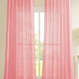 HOMEMONDE Pink Set of 2 Sheer Door Curtain-14