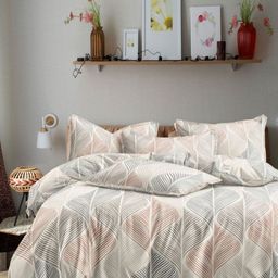 Eleganta Off White & Blue Printed 350 TC Fitted King Bedsheet Set 1.98 m x 1.82 m-picture-11