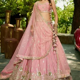 panchhi Embellished Sequinned Semi-Stitched Lehenga & Unstitched Blouse With Dupatta-41