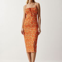 Happiness istanbul Floral Printed Sheath Midi Dress-picture-35