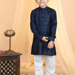 Here&Now X Kinder Kids Boys Embroidered Regular Pure Cotton Kurta with Pyjamas-15