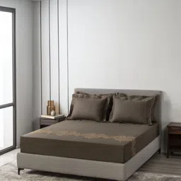 SANSAAR A DDECOR BRAND LIVE CONSCIOUSLY Brown Geometric Cotton 3 Piece Double King Superfine Bedding Set-8