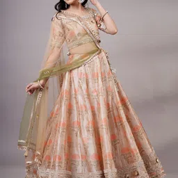 Utsav Fashion Embellished Beads and Stones Ready to Wear Lehenga & Choli With Dupatta-picture-12