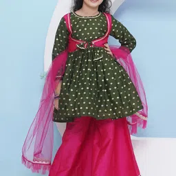 Bitiya by Bhama Girls Ethnic Motifs Empire Gotta Patti Kurta with Palazzos & With Dupatta-picture-42
