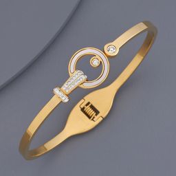 Kushal's Fashion Jewellery Gold-Plated Stone-Studded Kada Bracelet-20