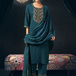 KALINI Women Ethnic Motifs Embroidered Regular Kurta with Trousers & With Dupatta-35