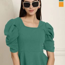 Metronaut Puff Sleeve Peplum Top-picture-35