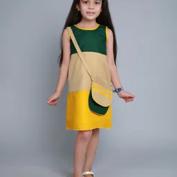 Pink Chick Girls Colourblocked Sleeveless A-Line Dress-image-41