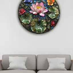 OLIVE TREE Green & Pink Printed Wooden Wall Hangings-image-93