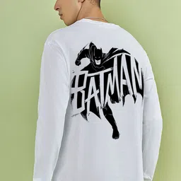 Bewakoof Men Batman Graphic Printed Round Neck Cotton Oversized T-shirt-image-25