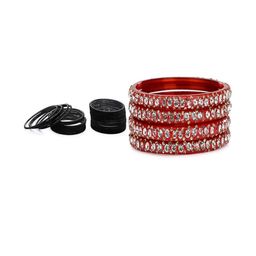 SOMIL Women Set Of 2 Black & Red Glass Artificial Stones Bangles-image-60