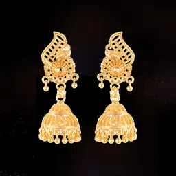 Lila Gold-Plated Antique Contemporary Jhumkas-picture-13