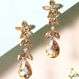 Priyaasi Gold Plated Crystals Studded Contemporary Drop Earrings-48