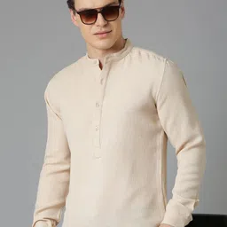 Mast & Harbour Men Standard Fit Textured Band Collar Cotton Casual Shirt-picture-54