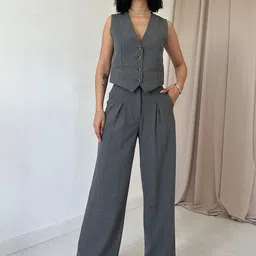 Zwankee Pure Cotton V-Neck Waistcoat With Trousers Co-Ords-23