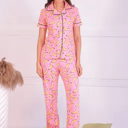 NAP STORY Banana Printed Shirt & Pyjama Nightsuit-picture-35