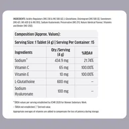 HK VITALS Set Of 2 Glutathione Effervescent Tablets- 15 Tablets Each- Lemon image 5