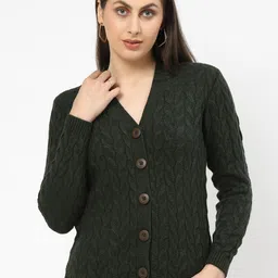 Kalt Women Cable Knit Ribbed Cardigan-image-71